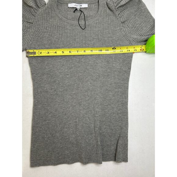 JOE’S Puff Shoulder Women's Gray Sleeve Ribbed Top Size XS $148 NWOT - Picture 5 of 7